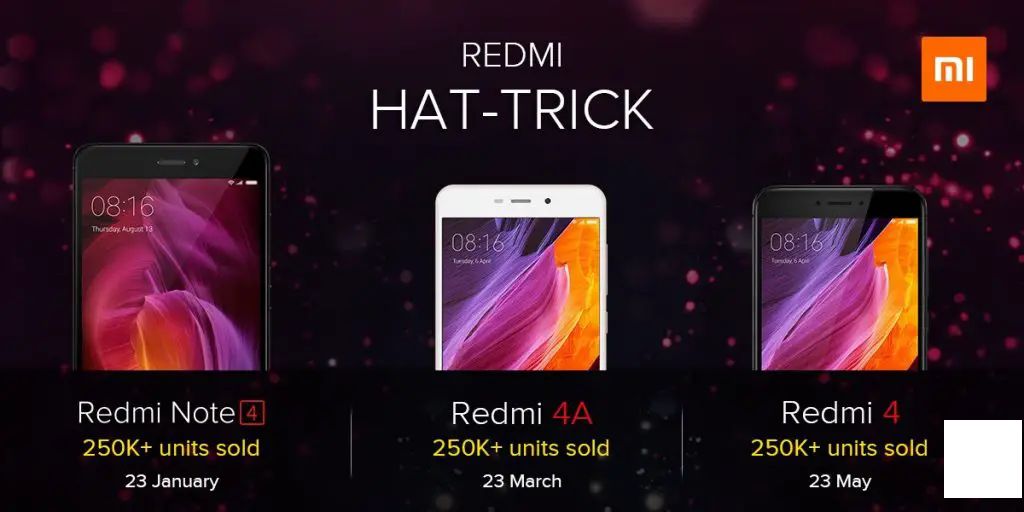 小米首销Redmi 4销量达25万部