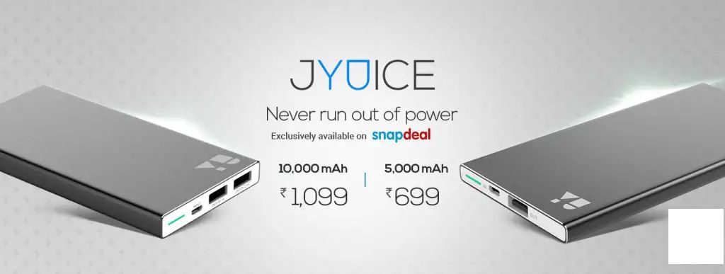 余JYUICE 5000mAh、10000mAh超薄移动电源在印度上市