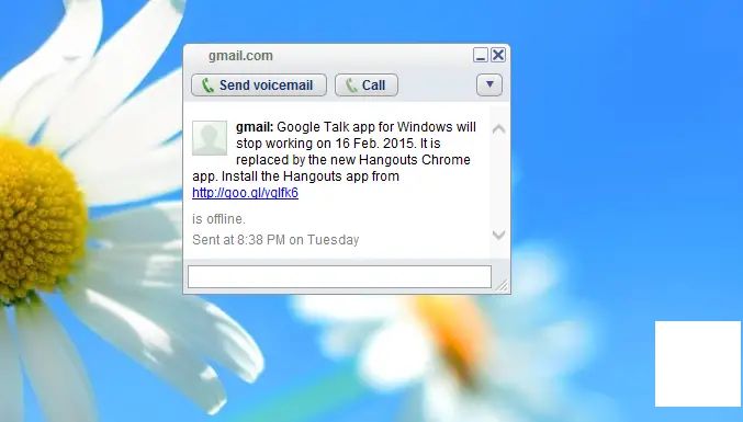 谷歌将于2015年2月16日最终终止Windows版本Google Talk程序。
